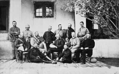 Portrait de groupe de soldats lors de la 2ème guerre afghane, Kooram, 1879